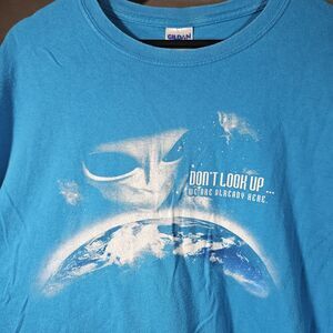Vintage Alien Shirt Mens XL Y2K Extraterrestrial Already Here Grunge Earth Life
